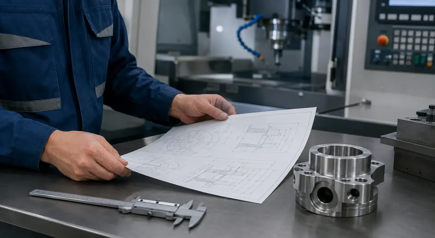 Analyse van een mechanische tekening en een verspaand onderdeel