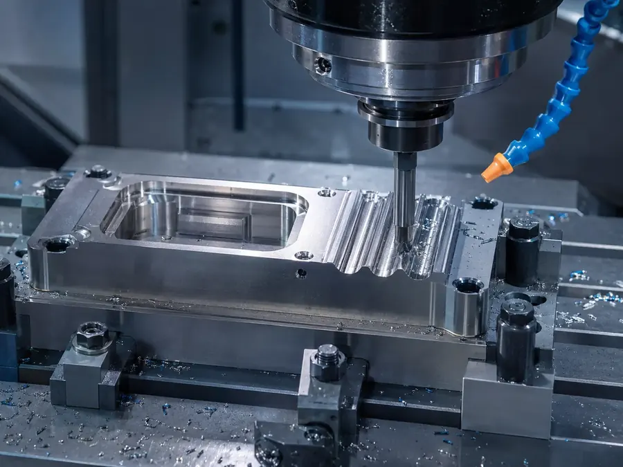CNC-frezen van een mechanisch onderdeel met kamers en groeven