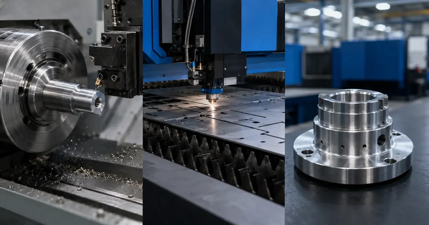CNC-draaien, lasersnijden en een verspaand metalen onderdeel
